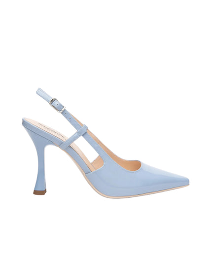 NERO GIARDINI slingback con tacco a rocchetto celeste