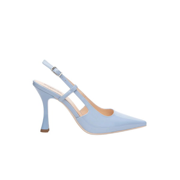 NERO GIARDINI slingback con tacco a rocchetto celeste