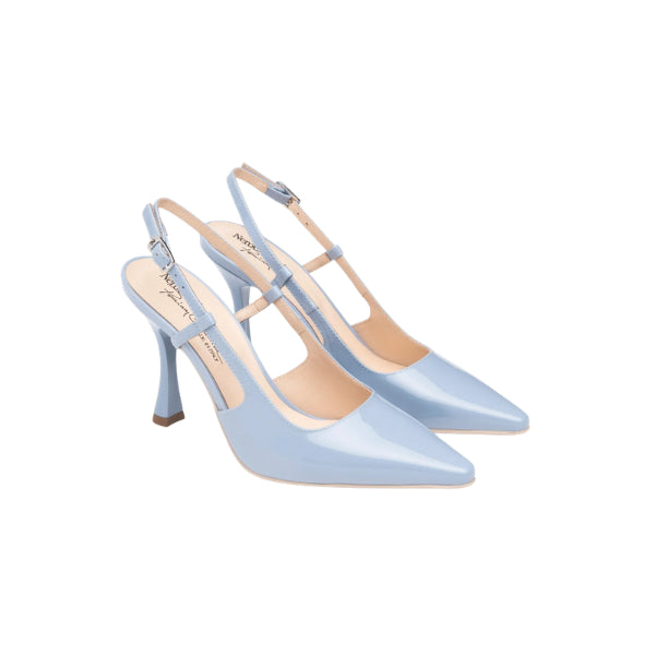 NERO GIARDINI slingback con tacco a rocchetto celeste
