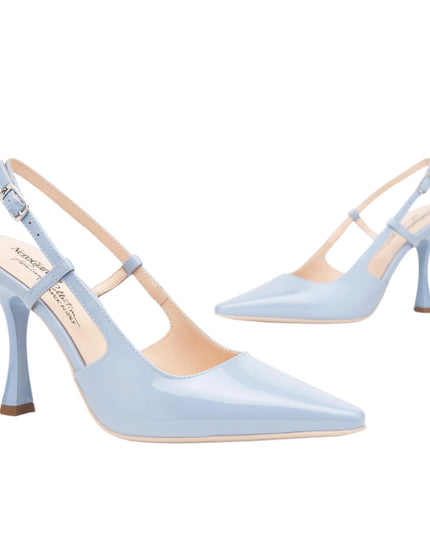 NERO GIARDINI slingback con tacco a rocchetto celeste