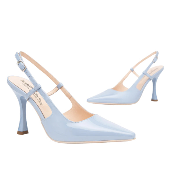 NERO GIARDINI slingback con tacco a rocchetto celeste