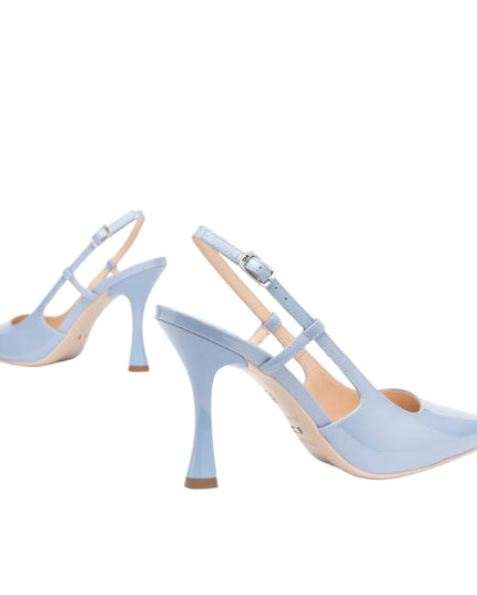 NERO GIARDINI slingback con tacco a rocchetto celeste