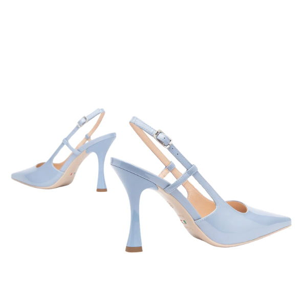 NERO GIARDINI slingback con tacco a rocchetto celeste