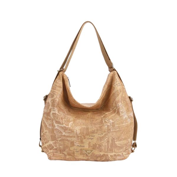 Ynot? Gum borsa a spalla morbida convertibile in zaino Tan