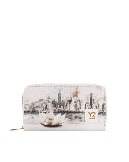Ynot Yes portafogli grande zip around Nwe York in White