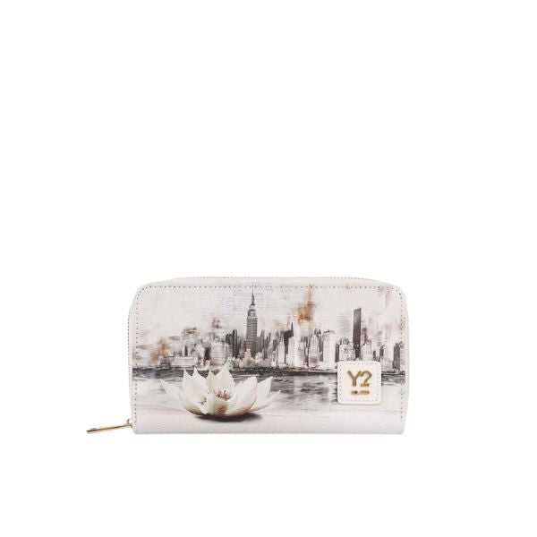 Ynot Yes portafogli grande zip around Nwe York in White
