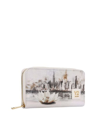 Ynot Yes portafogli grande zip around Nwe York in White