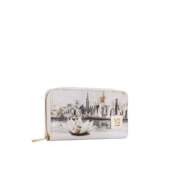 Ynot Yes portafogli grande zip around Nwe York in White