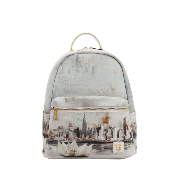 Ynot? Yes zaino con tasca frontale con stampa New York in White
