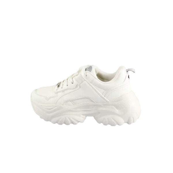 Buffalo Sneakers Chunky Bianco con Suola Ondulata