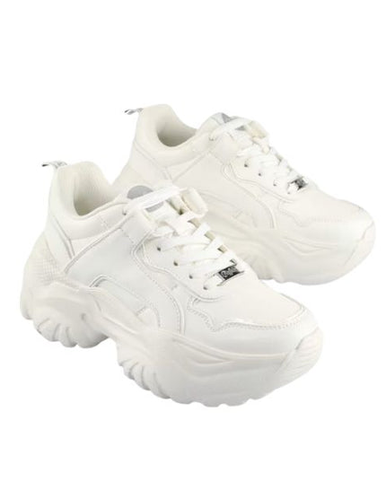 Buffalo Sneakers Chunky Bianco con Suola Ondulata