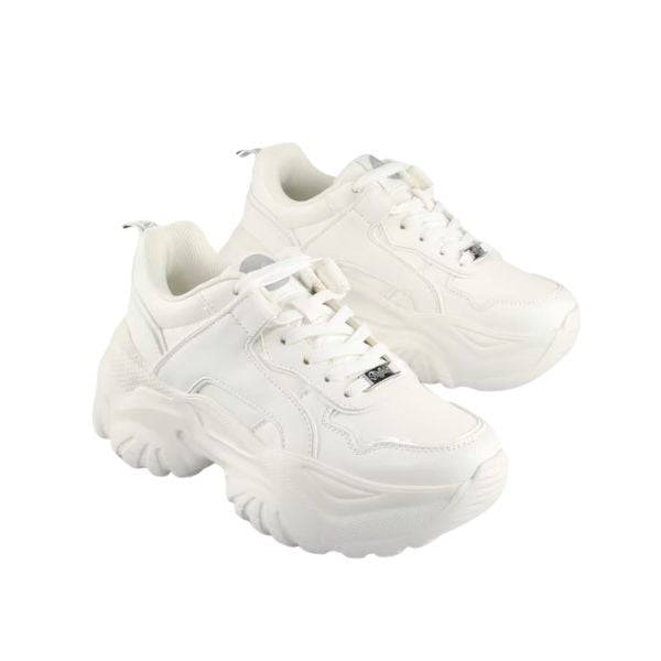 Buffalo Sneakers Chunky Bianco con Suola Ondulata