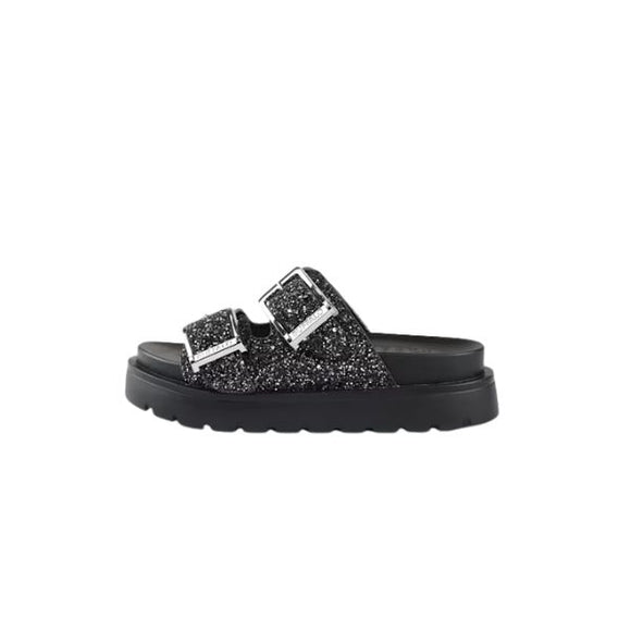 Buffalo Sandali Neri Glitterati con Suola Platform