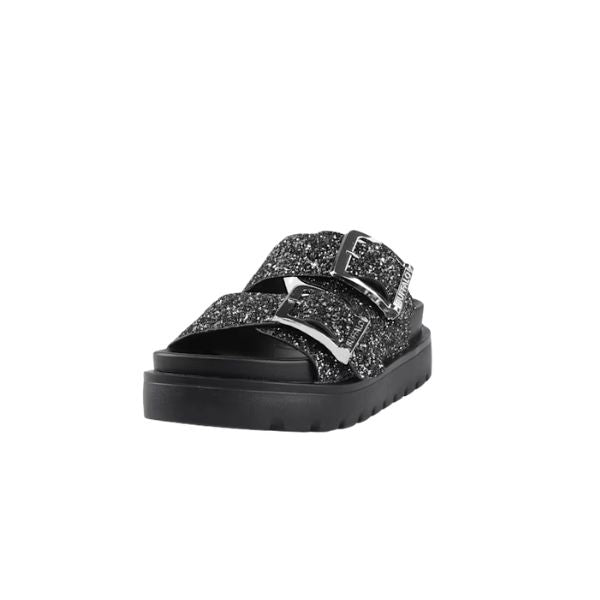 Buffalo Sandali Neri Glitterati con Suola Platform