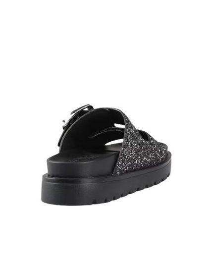 Buffalo Sandali Neri Glitterati con Suola Platform