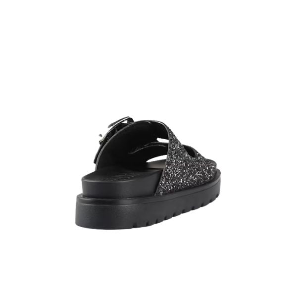 Buffalo Sandali Neri Glitterati con Suola Platform