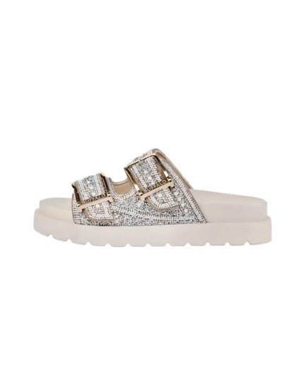 Buffalo Sandali Platform Beige con Dettagli Glitterati