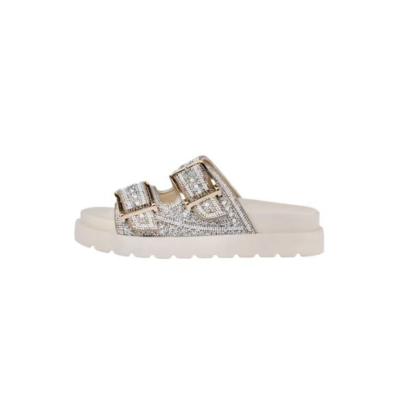 Buffalo Sandali Platform Beige con Dettagli Glitterati