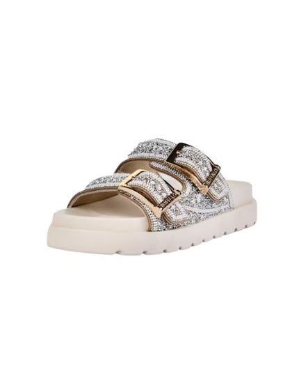 Buffalo Sandali Platform Beige con Dettagli Glitterati