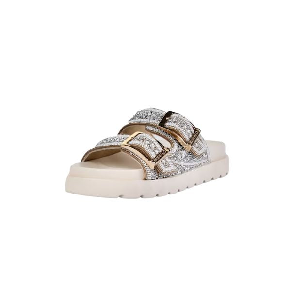 Buffalo Sandali Platform Beige con Dettagli Glitterati