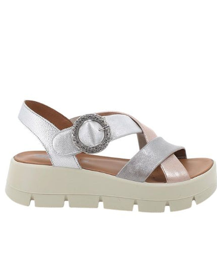 Igi&co sandali con zeppa in pelle laminata