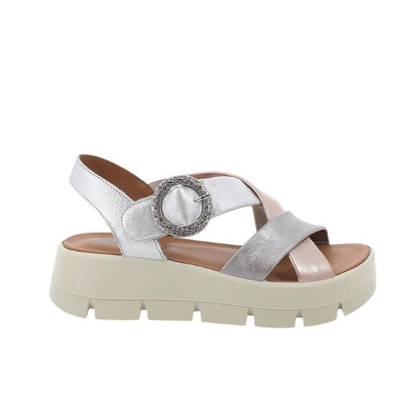 Igi&co sandali con zeppa in pelle laminata