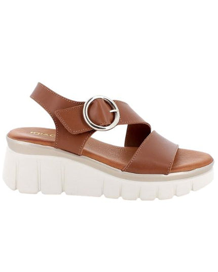 Igi&co sandali in pelle marrone con zeppa