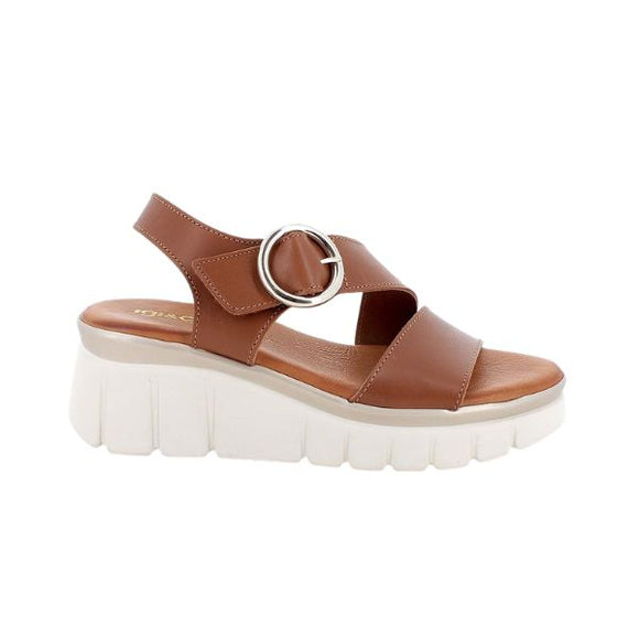 Igi&co sandali in pelle marrone con zeppa