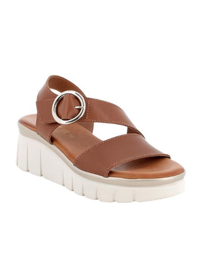 Igi&co sandali in pelle marrone con zeppa