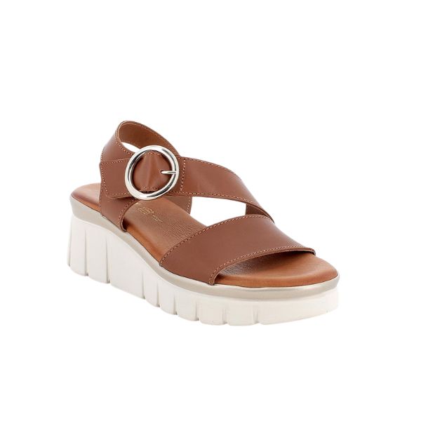 Igi&co sandali in pelle marrone con zeppa