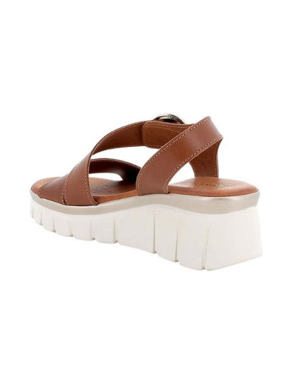 Igi&co sandali in pelle marrone con zeppa