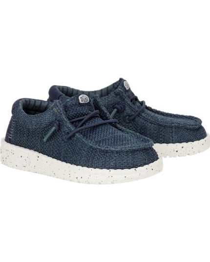 Hey Dude Wally T Stretch Sox mocassini da bambino in tessuto Blu