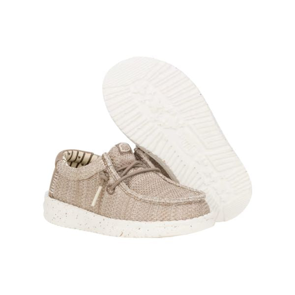 Hey Dude Wally T Stretch Sox mocassini da bambino in tessuto Beige