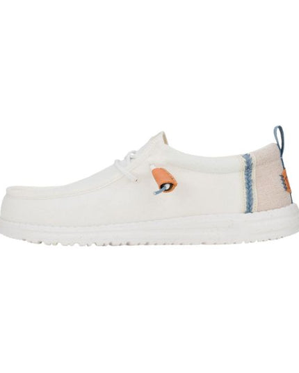Hey Dude Wally Craft Linen mocassini in tessuto Bianco e grigio