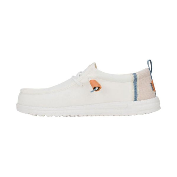 Hey Dude Wally Craft Linen mocassini in tessuto Bianco e grigio