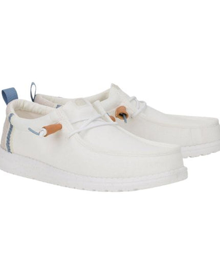 Hey Dude Wally Craft Linen mocassini in tessuto Bianco e grigio