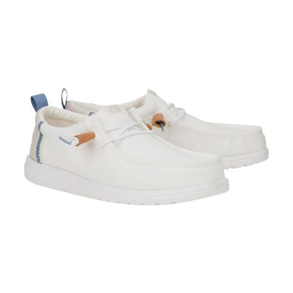 Hey Dude Wally Craft Linen mocassini in tessuto Bianco e grigio