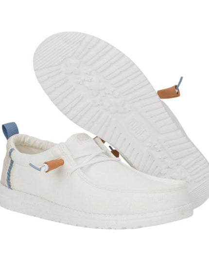 Hey Dude Wally Craft Linen mocassini in tessuto Bianco e grigio