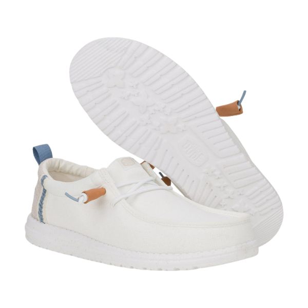 Hey Dude Wally Craft Linen mocassini in tessuto Bianco e grigio