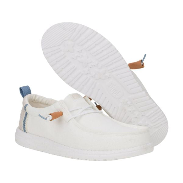 Hey Dude Wally Craft Linen mocassini in tessuto Bianco e grigio