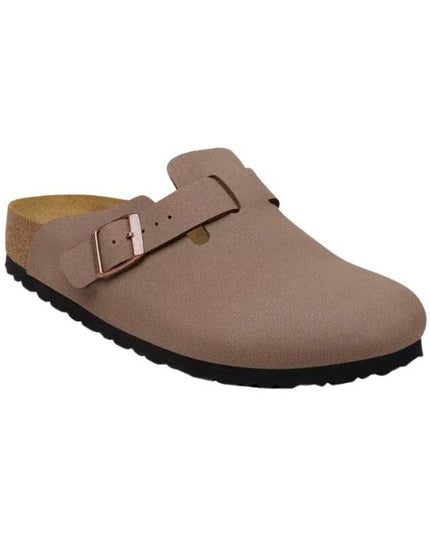Birkenstock Boston Tex Birko Flor in nubuck Mocca