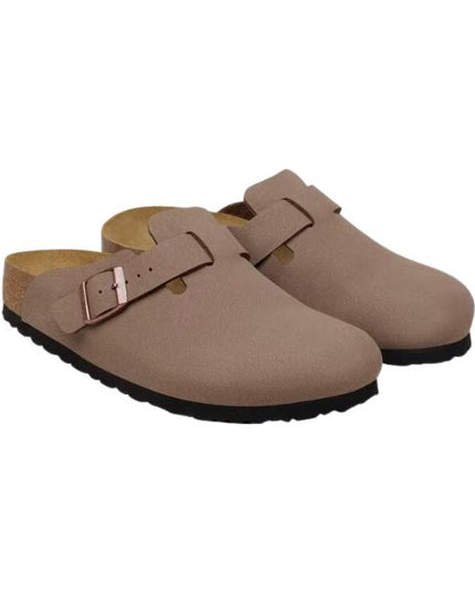 Birkenstock Boston Tex Birko Flor in nubuck Mocca