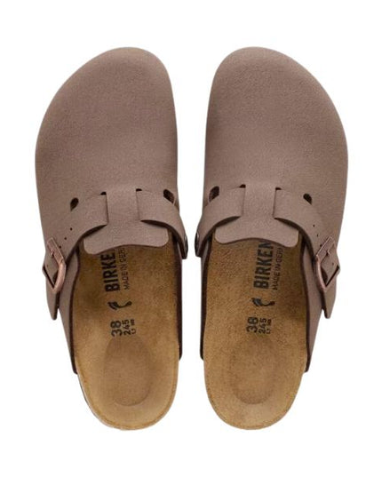 Birkenstock Boston Tex Birko Flor in nubuck Mocca