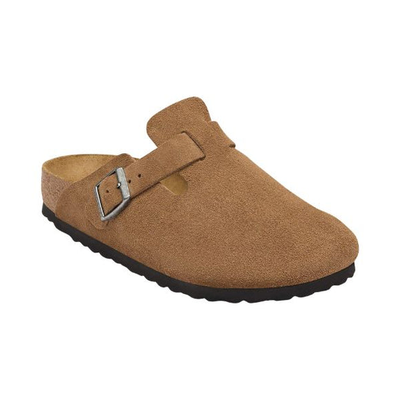 Birkenstock Boston in pelle scamosciata Dark Tea