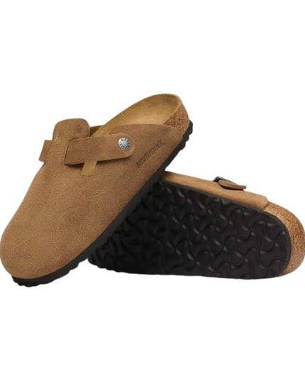 Birkenstock Boston in pelle scamosciata Dark Tea