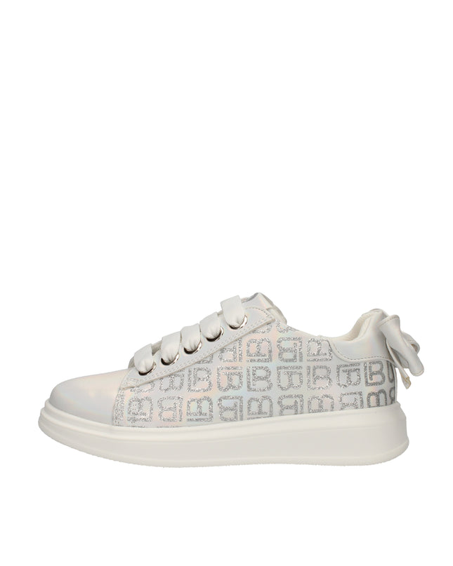 Laura Biagiotti Love sneakers in ecopelle con logo glitterato e fiocco