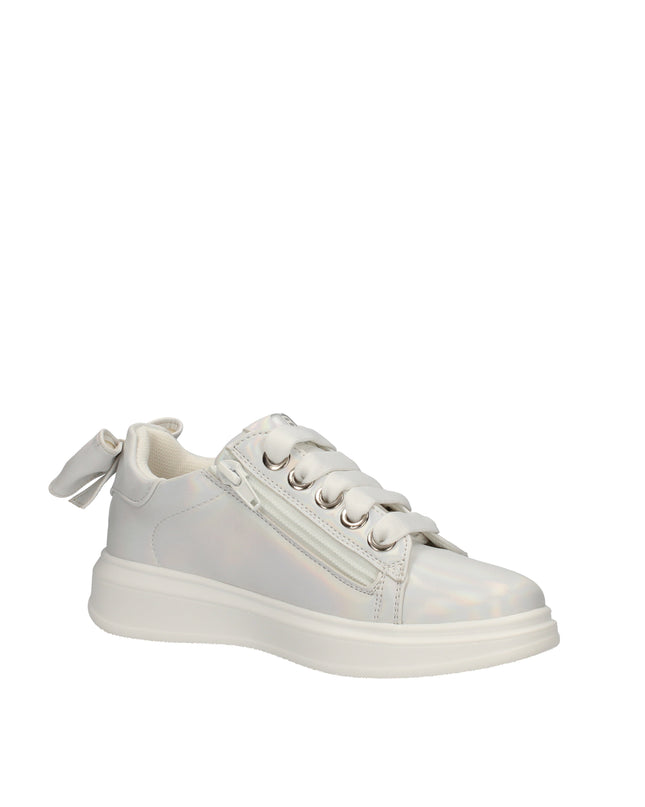 Laura Biagiotti Love sneakers in ecopelle con logo glitterato e fiocco