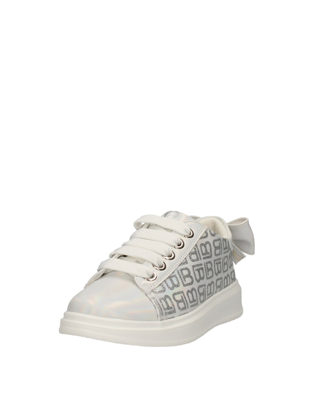 Laura Biagiotti Love sneakers in ecopelle con logo glitterato e fiocco