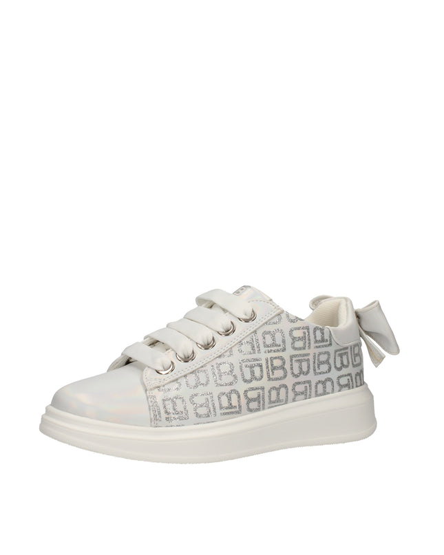Laura Biagiotti Love sneakers in ecopelle con logo glitterato e fiocco