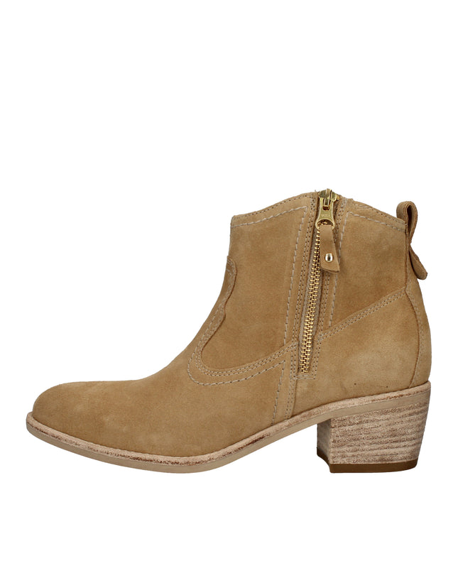 Nero Giardini stivaletti texani in camoscio con tacco effetto legno